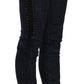 Just Cavalli Blue Low Waist Skinny Trousers Braided String Pants