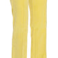 Just Cavalli Yellow Corduroy Mid Waist Straight Trousers Pants