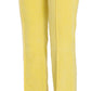 Just Cavalli Yellow Corduroy Mid Waist Straight Trousers Pants