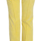 Just Cavalli Yellow Corduroy Mid Waist Straight Trousers Pants