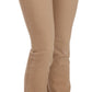 Just Cavalli Brown Cotton Stretch Mid Waist Skinny Trousers Pants
