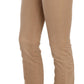 Just Cavalli Brown Cotton Stretch Mid Waist Skinny Trousers Pants