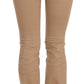 Just Cavalli Brown Cotton Stretch Mid Waist Skinny Trousers Pants