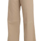 Just Cavalli Beige Cotton Mid Waist Flared Trousers Pants