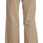 Just Cavalli Beige Cotton Mid Waist Flared Trousers Pants