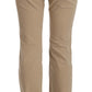 Just Cavalli Beige Cotton Mid Waist Straight Trousers Pants