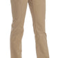 Just Cavalli Beige Cotton Mid Waist Straight Trousers Pants