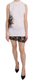 Dsquared² White Printed Crew Neck Sleeveless Bodycon Mini Dress