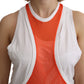 Dsquared² Orange White Crewneck Sleeveless Tank T-shirt Dress Top