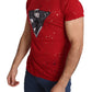Guess Red Cotton Logo Print Men Casual Top Perforated T-shirt