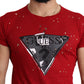 Guess Red Cotton Logo Print Men Casual Top Perforated T-shirt