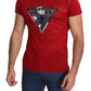 Guess Red Cotton Logo Print Men Casual Top Perforated T-shirt