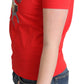 Moschino Red Cotton Come Play 4 Us Print Tops Blouse T-shirt