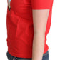 Moschino Red Printed Cotton Short Sleeves Tops Blouse T-shirt