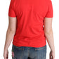 Moschino Red Printed Cotton Short Sleeves Tops Blouse T-shirt
