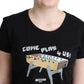 Moschino Black Cotton Come Play 4 Us Print Tops T-shirt