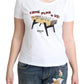 Moschino White Cotton Come Play 4 Us Print Tops T-shirt