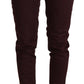 Just Cavalli Maroon Mid Waist Skinny Women Trouser Pants