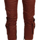 Just Cavalli Brown Lurex Mid Waist Cotton Cropped Capri Pants