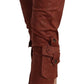Just Cavalli Brown Lurex Mid Waist Cotton Cropped Capri Pants