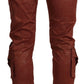 Just Cavalli Brown Lurex Mid Waist Cotton Cropped Capri Pants