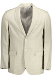 Gant Beige Linen Classic Jacket with Logo Detailing