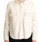 Levi's White Cotton Collared Long Sleeves Button Down Polo Top
