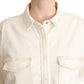 Levi's White Cotton Collared Long Sleeves Button Down Polo Top