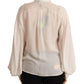 Dsquared² Off White Silk Long Sleeves Collared Blouse Top