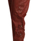 Just Cavalli Brown Lurex Mid Waist Cotton Cropped Capri Pants