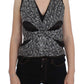 Karl Lagerfeld Gray Black Silk Blouse Top
