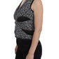 Karl Lagerfeld Gray Black Silk Blouse Top