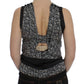Karl Lagerfeld Gray Black Silk Blouse Top