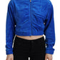 Juicy Couture Blue Cotton Full Zip Cropped Hooded Sweatshirt Sweater