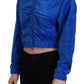 Juicy Couture Blue Cotton Full Zip Cropped Hooded Sweatshirt Sweater
