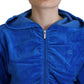 Juicy Couture Blue Cotton Full Zip Cropped Hooded Sweatshirt Sweater