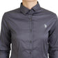U.S. POLO ASSN. Gray Printed Long Sleeves Collared Top