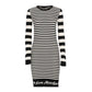 Love Moschino Elegant Striped Knit Dress with Long Sleeves