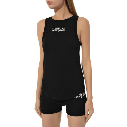 Comme Des Fuckdown Black Cotton Tops & T-Shirt