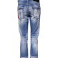 Dsquared² Blue Washed Cotton Mid Waist Skinny Denim Jeans