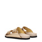 Palm Angels Gold Leather Slippers Sandals