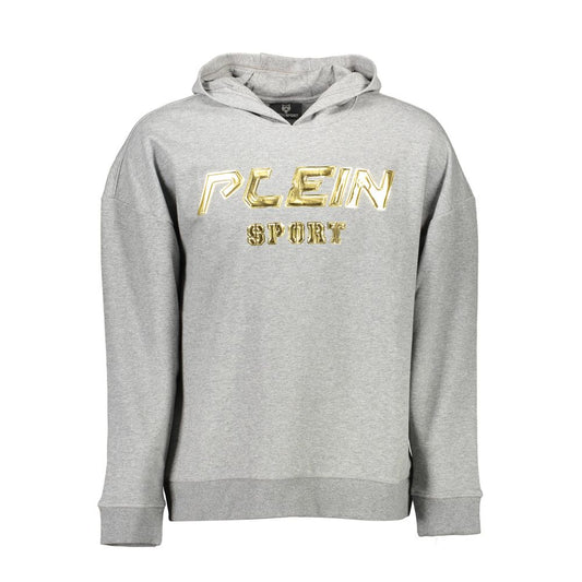 Plein Sport Gray Cotton Men's Hooded Sweater